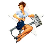 hotrodspirit - Sticker Extra Fin 13x11cm pin up Etoile Blanche Piston Autocollant Garage