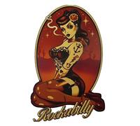 hotrodspirit - Sticker Extra Fin pin up Rockabilly tatouée Ovale Marron Sexy Autocollant