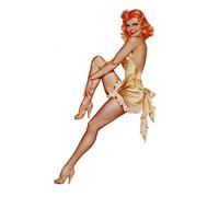 hotrodspirit - Sticker Extra Fin pin up rousse en Nuisette doré Sexy Autocollant Style Retro Vintage