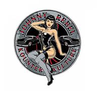 hotrodspirit - Sticker pin up Brune en Corset Johnny rebal Kustom kounter Kulture 12x11cm Autocollant Hot Rod Deco Garage