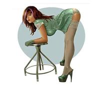 hotrodspirit - Sticker pin up et Tabouret Infirmiere en Blouse Verte Sexy 12.5x11 cm Autocollant