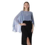 Hotshawl Cape en mousseline de soie pour femme, châles et écharpes pour robe de soirée, de mariage., Bleu poussiéreux., taille unique
