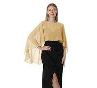 Hotshawl Cape en mousseline de soie pour femme, châles et écharpes pour robe de soirée, de mariage., doré, taille unique