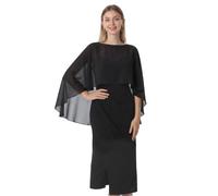 Hotshawl Cape en mousseline de soie pour femme, châles et écharpes pour robe de soirée, de mariage., noir, taille unique