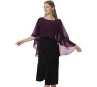 Hotshawl Cape en mousseline de soie pour femme, châles et écharpes pour robe de soirée, de mariage., prune, taille unique