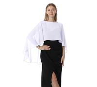 Hotshawl Cape en mousseline de soie pour femme, châles et écharpes pour robe de soirée, mariage, blanc, taille unique