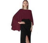 Hotshawl Cape en mousseline de soie pour femme, châles et écharpes pour robe de soirée, mariage, bordeaux, taille unique