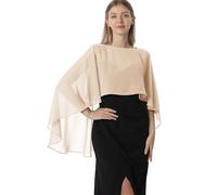 Hotshawl Capelets pour femme en mousseline de soie châles et écharpes pour robe de soirée, capes de mariage, Champagne, taille unique