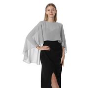 Hotshawl Cape en mousseline de soie pour femme, châles et écharpes pour robe de soirée, mariage, Gris argenté, taille unique