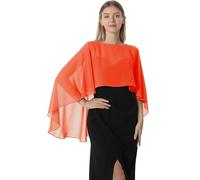 Hotshawl Cape en mousseline de soie pour femme, châles et écharpes pour robe de soirée, mariage, Orange, taille unique