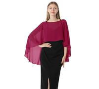 Hotshawl Cape en mousseline de soie pour femme, châles et écharpes pour robe de soirée, mariage, rouge vin, taille unique
