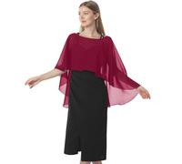 Hotshawl Cape en mousseline de soie pour femme, châles et écharpes pour robe de soirée, mariage, rouge vin, taille unique