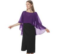 Hotshawl Cape en mousseline de soie pour femme, châles et écharpes pour robe de soirée, mariage, violet, taille unique