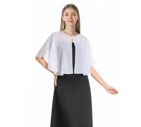 Hotshawl Capelet en mousseline de soie douce pour robe de soirée, style années 1920, pour femme, blanc, taille unique