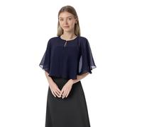 Hotshawl Capelet en mousseline de soie douce pour robe de soirée, style années 1920, pour femme, bleu marine, taille unique