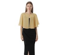 Hotshawl Capelet en mousseline de soie douce pour robe de soirée, style années 1920, pour femme, doré, taille unique