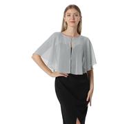 Capelet en mousseline de soie douce pour robe de soirée, style années 1920, pour femme, Gris argenté, taille unique