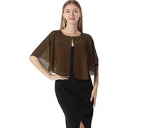 Hotshawl Capelet en mousseline de soie douce pour robe de soirée, style années 1920, pour femme, marron, taille unique