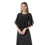 Hotshawl Capelet en mousseline de soie douce pour robe de soirée, style années 1920, pour femme, noir, taille unique