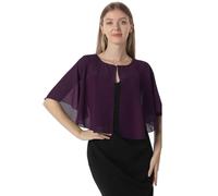 Capelet en mousseline de soie douce pour robe de soirée, style années 1920, pour femme, Prune, taille unique