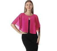 Hotshawl Capelet en mousseline de soie douce pour robe de soirée, style années 1920, pour femme, rose fuchsia, taille unique