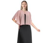 Hotshawl Capelet en mousseline de soie douce pour robe de soirée, style années 1920, pour femme, rose poudré, taille unique