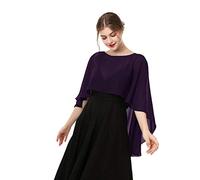 Hotshawl Capelets pour femme - Cape en mousseline de soie - Châles et écharpes pour robe de soirée de mariage - Violet foncé