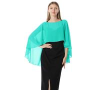 Hotshawl Capelets pour femme en mousseline de soie châles et écharpes pour robe de soirée, capes de mariage, aqua, taille unique