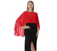 Hotshawl Capelets pour femme en mousseline de soie châles et écharpes pour robe de soirée, capes de mariage, Rouge, taille unique