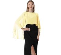 Hotshawl Capelets pour femme en mousseline de soie châles et écharpes pour robe de soirée, capes de mariage, jaune, taille unique