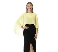 Hotshawl Capelets pour femme en mousseline de soie châles et écharpes pour robe de soirée, capes de mariage, jaune, taille unique
