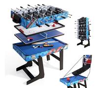 hotsizz Table multijeux Pliable 5 en 1, Comprenant Un babyfoot, Table ping-Pong, Table de Billard, air Hockey et Panier de Basket. Convient aux Adultes comme aux Enfants