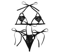 HOTSO Femme Sexy Soutiens-Gorge à Broder à Pousser vers Le Haut pour Les et Faire Monter Dentelle Bras Ensemble Dentelle Jarretières Culotte G-String Babydoll Culotte 2 Piece