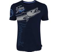 HOTSPOT DESIGN Fishing Mania Barracuda, M, bleu, T-Shirt, Pour les pêcheurs en mer, 010000902