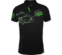 HOTSPOT DESIGN Fishing Mania Bass Mania, L, noir-vert, polo pour la pêche à la perche, 010200703