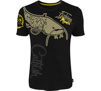 HOTSPOT DESIGN Fishing Mania CatFish, XL, noir-jaune, T-shirt, 010000604