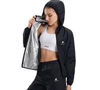 HOTSUIT Combinaison de sauna pour femme avec veste de survêtement et pantalon de sauna pour perdre du poids, combinaison de sudation pour mincir à la salle de gym, Noir, 4XL