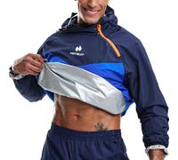 HOTSUIT Costume Sauna Hommes Pantalon Veste Perte de Poids Séance de Gym Sweat Suits Vêtements de Sudation Combinaison Sudation Survêtement Sauna Bleu foncé-M