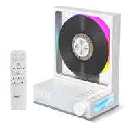 HOTT Lecteur CD de bureau avec télécommande, lecteur CD Bluetooth 5.3 avec lumières RVB, haut-parleurs HiFi, lecture et transcription, écran LED, minuterie (blanc)