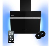 Hotte aspirante 60 cm | Hotte murale | sans tête | noir | verre | évacuation | recyclage d'air | hotte inclinée | WiFi Smart App | éclairage LED RGBW |tactile | ALPINA609HC