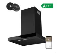Hotte Aspirante 60 cm Tactile APP Contrôle 650m3/h Booster A+++ LED Réglable Noire CIARRA
