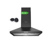 Hotte Aspirante 60cm - 400 m³/h - Classe A++ - 2 Filtres à Charbon - 3 Vitesses - Recyclage & Evacuation - LED lampe - Noir