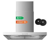 Hotte Aspirante 60cm - 400m³/h - Hotte avec efficacit recirculation et évacuation - 3 vitesses - Filtre à charbon