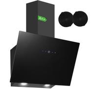 Hotte aspirante 60cm, avec filtres,hotte inclinée avec efficacité A++,Recyclage avec Filtre à Charbon,Touche Tactile,Noir