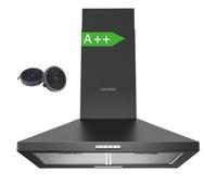 Hotte Aspirante 60cm Comfee - 400 m³/h - Classe A++ - 2 Filtres à Charbon - 3 Vitesses - Recyclage & Évacuation - LED lampe - Noir