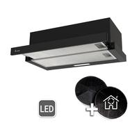 Hotte aspirante 60cm noire Hotte encastrable Hotte Acier sortant Air recyclé [EEK: B]