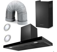 Hotte aspirante 90 cm - JANSHOP - Noir - Modèle BT-218 - Acier inoxydable - Éclairage LED - Commande tactile - 100 W