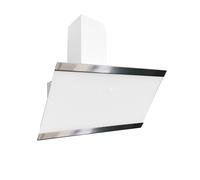 Respekta Hotte aspirante sans hotte/Hotte inclinée 90 cm/Écran en verre avec cadre en acier inoxydable blanc/Fonction évacuation et recyclage de l'air / CH89090W / A++ / 39 - 59 dB