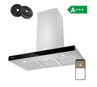Hotte Aspirante 90cm 650m3/h APP Contrôle et Commande Tactile A+++ Booster Fonction Hotte de cuisine Noir CIARRA