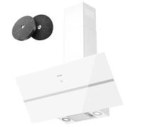 Hotte Aspirante 90cm, IsEasy Hotte de Cuisine Inclinées Blanc, 594 m³/h, 4 Vitesses, Classe A++, Eclairage à LED, 2 Filtres à Charbon Inclus，Evacuation ou Recyclage